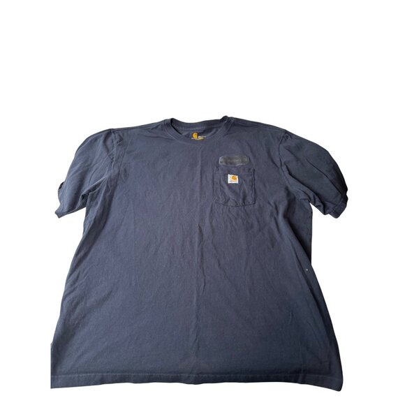 Carhartt Mens Navy Blue Short Sleeve Pocket T-Shirt Size 2XL **fair condition He - Picture 1 of 10
